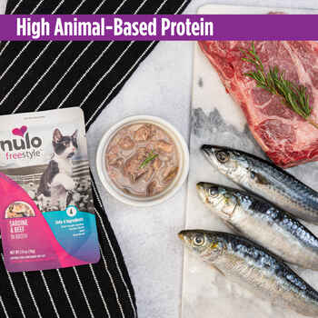 Nulo FreeStyle Sardine & Beef in Broth Cat Food Topper 2.8 oz Pack Of 24