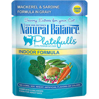 Natural Balance® Original Ultra™ Platefulls® Indoor Mackerel & Sardine Recipe in Gravy Wet Cat Food 24 3oz pouches product detail number 1.0