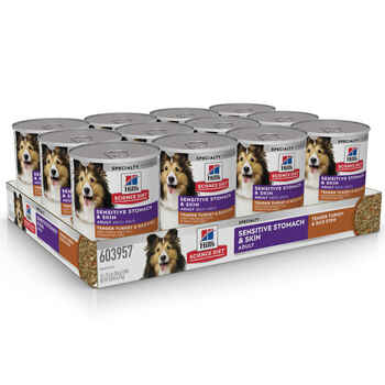 Hill's Science Diet Adult Sensitive Stomach & Skin Tender Turkey & Rice Stew Wet Dog Food - 12.5 oz Cans - Case of 12