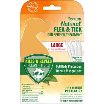 TropiClean Natural Flea & Tick Spot-On Treatment Large Dogs 4 pk product detail number 1.0