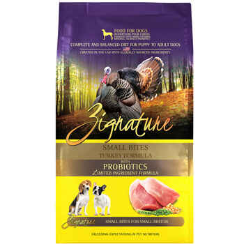 Zignature Small Bites Turkey Formula With Probiotics Dry Dog Food 4 lb product detail number 1.0