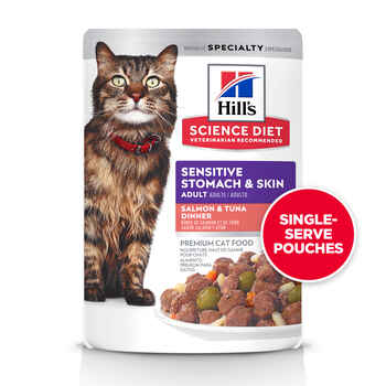 Hill's Science Diet Sensitive Stomach & Skin Salmon & Tuna Dinner Wet Cat Food Pouches - 2.8 oz Pouches - Pack of 24 product detail number 1.0