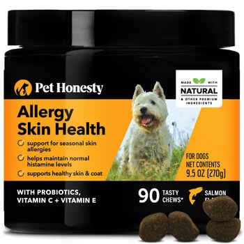 Pet Honesty Allergy Skin Health Salmon Flavored Soft Chews Skin & Coat Allergy Supplement for Dogs 90 Count product detail number 1.0