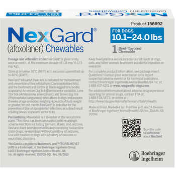 NexGard® (afoxolaner) Chewables 1 dose (1 month supply), 10 to 24 lbs