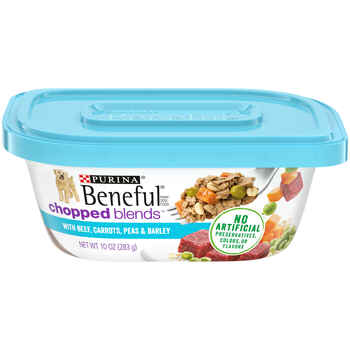 Purina Beneful Chopped Blends with Beef, Carrots, Peas & Barley Wet Dog Food 10 oz Tub - Case of 8 product detail number 1.0