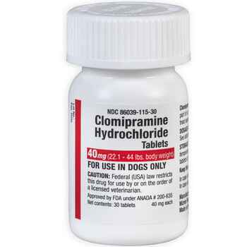 Clomipramine Hydrochloride Tablets - Generic to Clomicalm 40 mg 22.1-44 lbs 30 ct product detail number 1.0