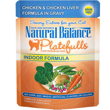 Natural Balance® Original Ultra™ Platefulls® Indoor Chicken & Chicken Liver Recipe in Gravy Wet Cat Food 24 3oz pouches product detail number 1.0