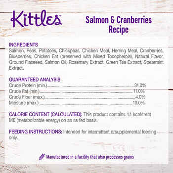 Wellness Kittles Salmon & Cranberries Recipe Crunchy Cat Treats 2 oz Bag