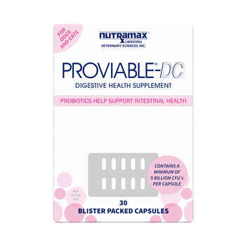 Nutramax Proviable-DC Digestive Health Supplement Multi-Strain Probiotics and Prebiotics for Cats and Dogs With 7 Strains of Bacteria 30 Capsules product detail number 1.0