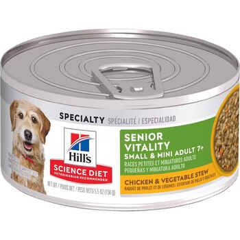 Hill's Science Diet Adult 7+ Senior Vitality Small & Mini Breed Chicken & Vegetable Stew Wet Dog Food - 5.5 oz Cans - Case of 24 product detail number 1.0