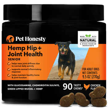 Pet Honesty Hemp Hip + Joint Health Senior Chicken Flavored Soft Chew Hip and Joint Supplement for Senior Dogs 90 Count product detail number 1.0