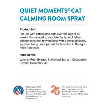 NaturVet Quiet Moments Herbal Calming Room Spray Feline 8 fluid oz