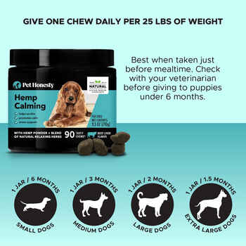 Pet Honesty Hemp Calming Beef Liver Flavored Soft Chews Calming and Anxiety Supplement for Dogs 90 Count