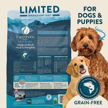 Earthborn Holistic Limited Ingredient Diet Venture Alaska Pollock Meal & Pumpkin Grain Free Dry Dog Food 4 lb Bag