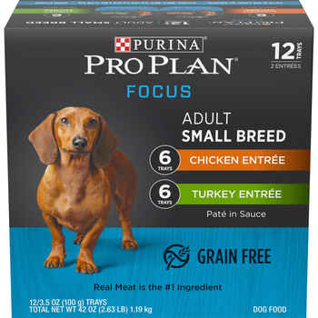 Purina Pro Plan Adult Small Breed Chicken & Turkey Entree Pate Variety Pack Wet Dog Food 3.5 oz Cans (Case of 12) product detail number 1.0