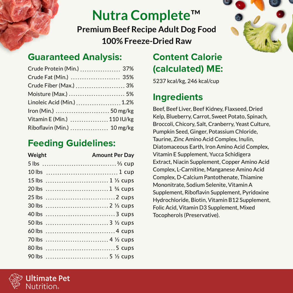 Ultimate Pet Nutrition Nutra Complete Freeze Dried Raw Beef Dog Food