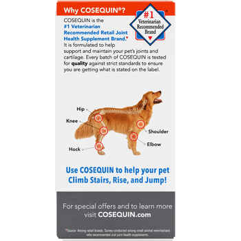 Nutramax Cosequin Maximum Strength Joint Health Supplement for Dogs - With Glucosamine, Chondroitin, and MSM 132 Chewable Tablets