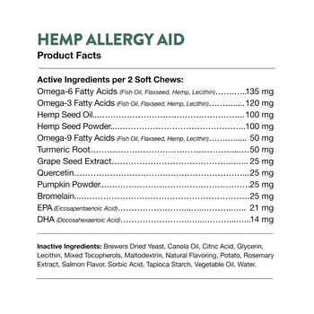 NaturVet Hemp Allergy Aid Plus Hemp Seed Supplement for Cats Soft Chews 60 ct