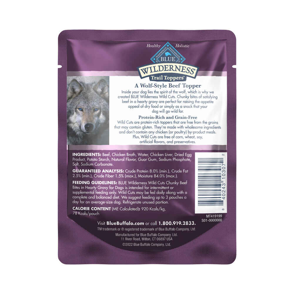 Blue Buffalo BLUE Wilderness Adult Wild Cuts Trail Toppers Chunky Beef Bites Dog Food Topper