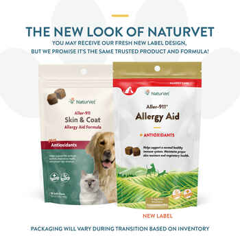 NaturVet Aller-911 Skin & Coat Allergy Aid Plus Antioxidants Supplement for Dogs and Cats Soft Chews 90 ct