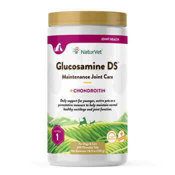 NaturVet Glucosamine DS Level 1 Maintenance Joint Care Supplement for Dogs and Cats Time Release, Chewable Tablets 240 ct product detail number 1.0
