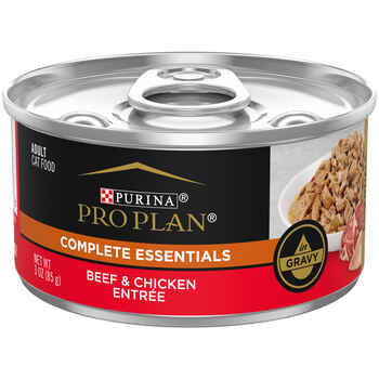 Purina Pro Plan Adult Complete Essentials Beef & Chicken in Gravy Entree Wet Cat Food 3 oz Cans (Case of 24) product detail number 1.0