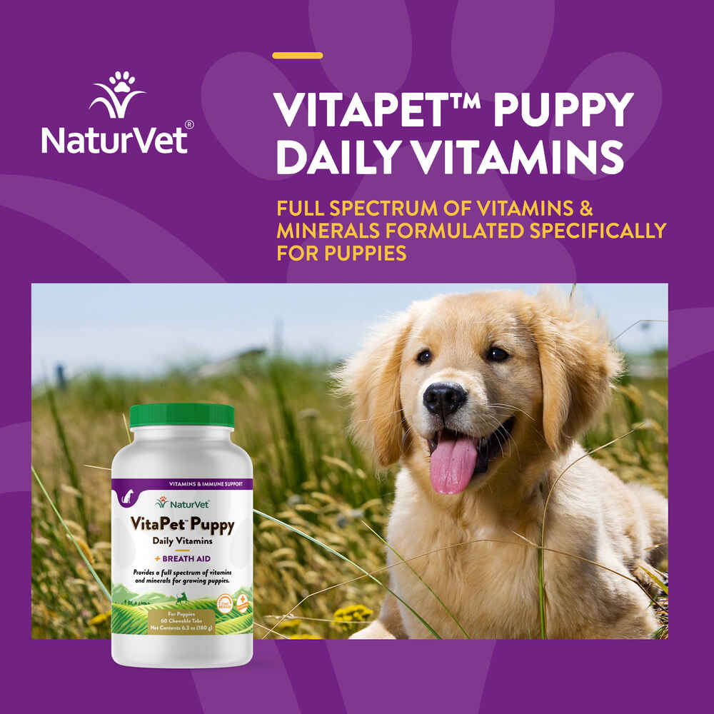 NaturVet VitaPet Puppy Daily Vitamins Plus Breath Aid Supplement for Dogs