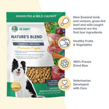 Dr. Marty Nature's Blend Essential Wellness Premium Origin Wild Caught and Grass Fed Premium Freeze-Dried Raw Dog Food 16 oz Bag