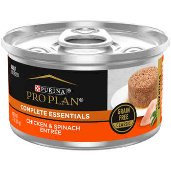 Purina Pro Plan Adult Complete Essentials Chicken & Spinach Entree Grain Free Classic Wet Cat Food 3 oz Cans (Case of 24) product detail number 1.0