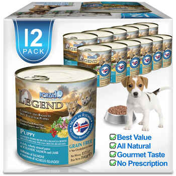 Forza10 Nutraceutic Legend Puppy Icelandic Salmon & Lamb Recipe Grain Free Wet Dog Food 13.7 oz Cans - Case of 12 product detail number 1.0