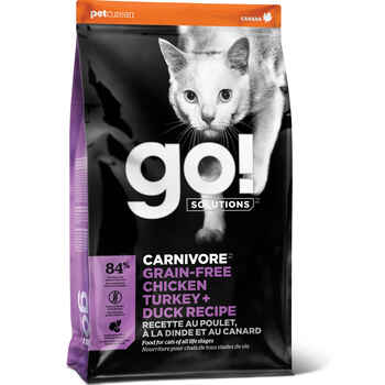 Petcurean GO! Solutions Carnivore Grain Free Chicken, Turkey & Duck Recipe Dry Cat Food 3 lb product detail number 1.0