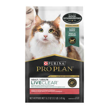 Purina Pro Plan LIVECLEAR Adult Sensitive Skin & Stomach Turkey & Oatmeal Dry Cat Food 3.2 lb Bag product detail number 1.0