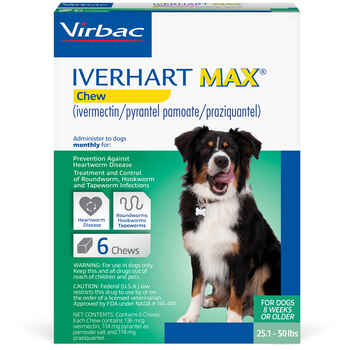 Iverhart Max Chewable Tablets For Dogs 25.1-50lbs 6pk product detail number 1.0