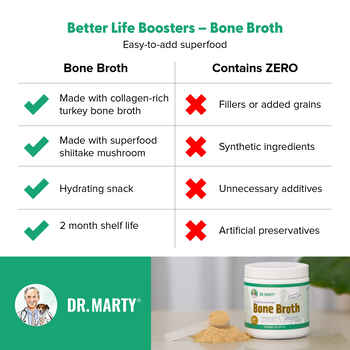 Dr. Marty Better Life Boosters Bone Broth Powdered Supplement for Dogs 3.17 oz Jar