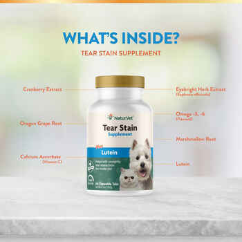 NaturVet Tear Stain Plus Lutein Supplement for Dogs and Cats