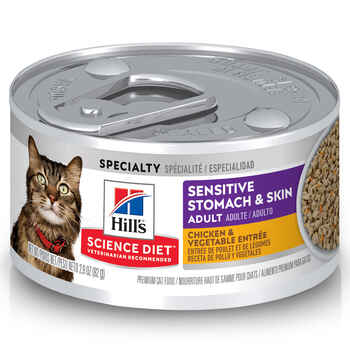 Hill's Science Diet Sensitive Stomach & Skin Chicken & Vegetable Entrée Wet Cat Food - 2.9 oz Cans - Case of 24 product detail number 1.0
