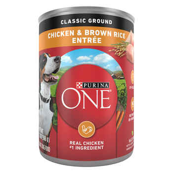 Purina ONE Classic Ground Chicken and Brown Rice Entree Wet Dog Food 13 oz can, case of 12 product detail number 1.0