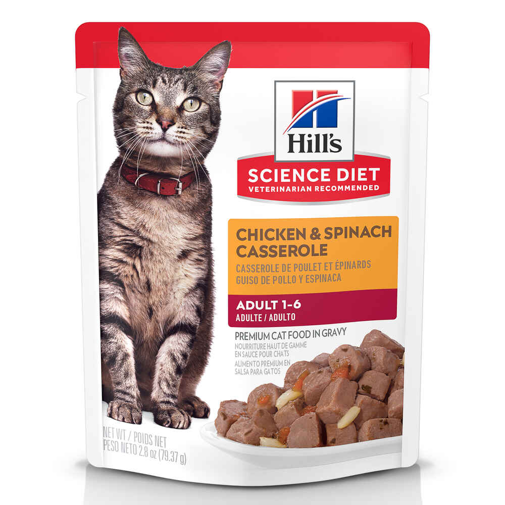 Hill's Science Diet Adult Chicken & Spinach Casserole Wet Cat Food Pouches