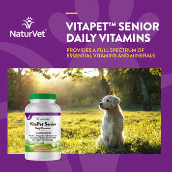 NaturVet VitaPet Senior Daily Vitamins Plus Glucosamine Supplement for Dogs Time Release Chewable Tablets 60 ct