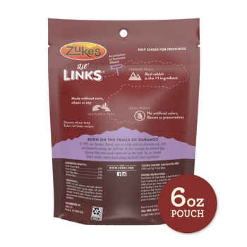 Zuke’s Lil’ Links Sausage-Style Soft and Chewy Natural Rabbit & Apple Recipe Dog Treats 6 oz Bag
