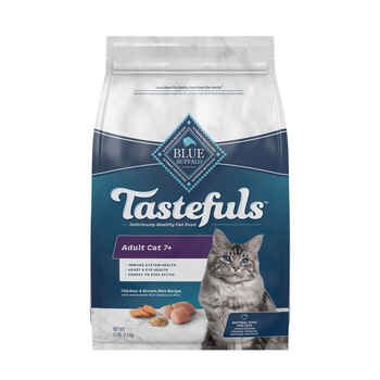 Blue Buffalo BLUE Tastefuls Adult Cat 7+ Chicken and Brown Rice Recipe Dry Cat Food 3 lb Bag product detail number 1.0