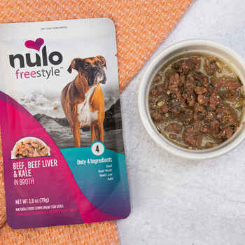 Nulo FreeStyle Beef, Beef Liver & Kale in Broth Dog Food Topper 24 2.8oz pouches