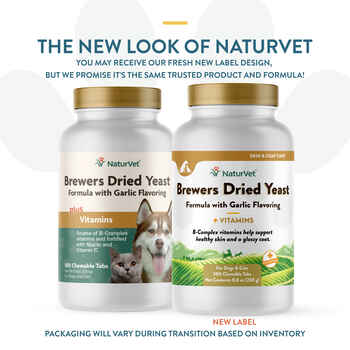 NaturVet Brewers Dried Yeast Formula with Garlic Flavoring Supplement for Dogs and Cats Chewable Tablets, 500 ct.