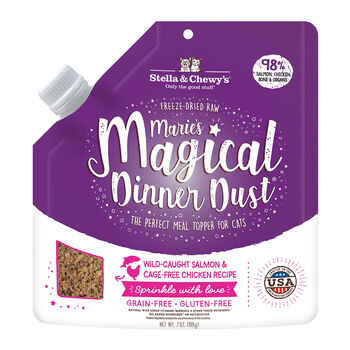 Stella & Chewy's Marie’s Magical Dinner Dust Wild Caught Salmon & Cage Free Chicken Recipe Freeze-Dried Raw Cat Food Topper 7oz product detail number 1.0
