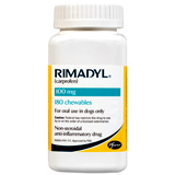 Rimadyl is a prescription NSAID to help relieve your dog's pain, caused by arthritis or surgery.