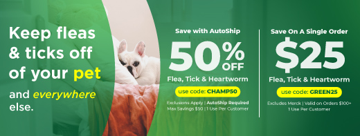 Save up to 50% OFF Flea, Tick & Heartworm Products