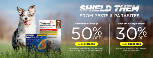 Save up to 50% OFF Flea, Tick & Heartworm Products