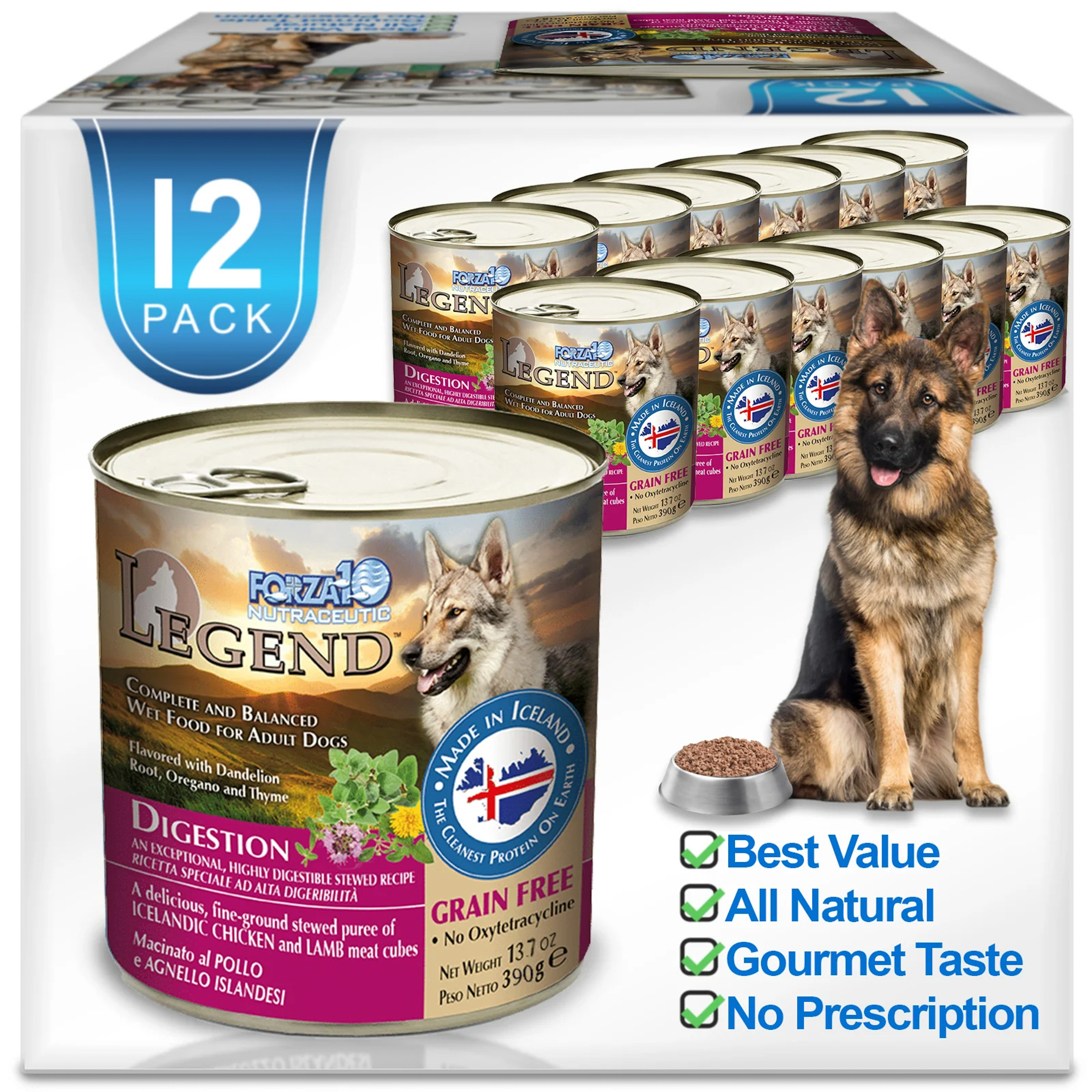 Forza10 Nutraceutic Legend Digestion Icelandic Chicken & Lamb Recipe Grain-Free Canned Dog Food Usage