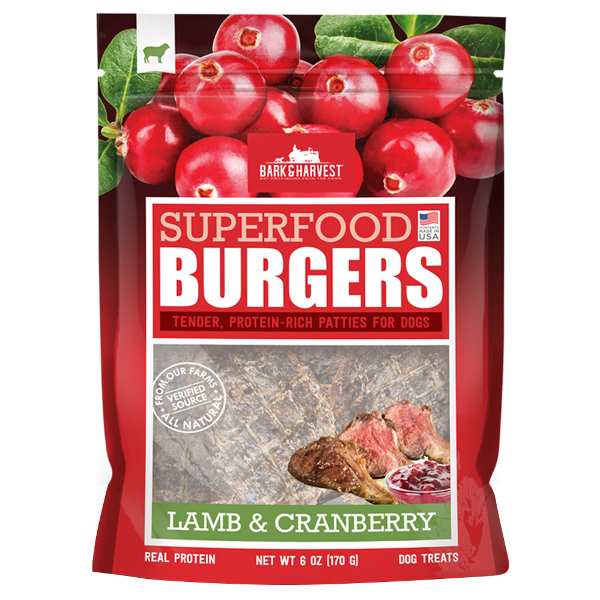 Bark & Harvest SuperFood Burgers Lamb & Cranberry Flavor Dog Chew