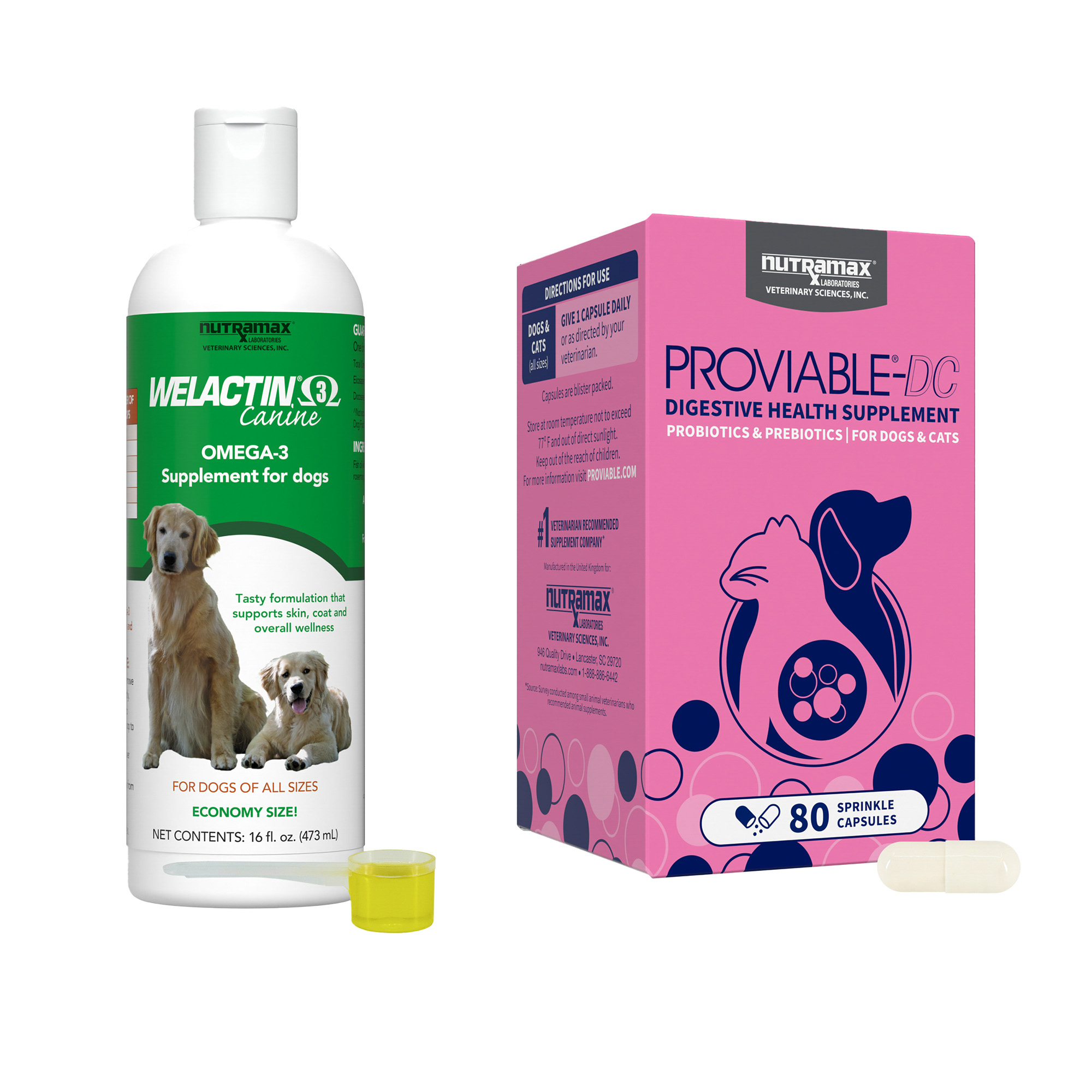 Bundle: Nutramax Proviable + Welactin - Digestive & Skin Support Bundle for Dogs-product-tile
